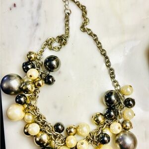 Gold and Silver Statement Necklace with Beads
